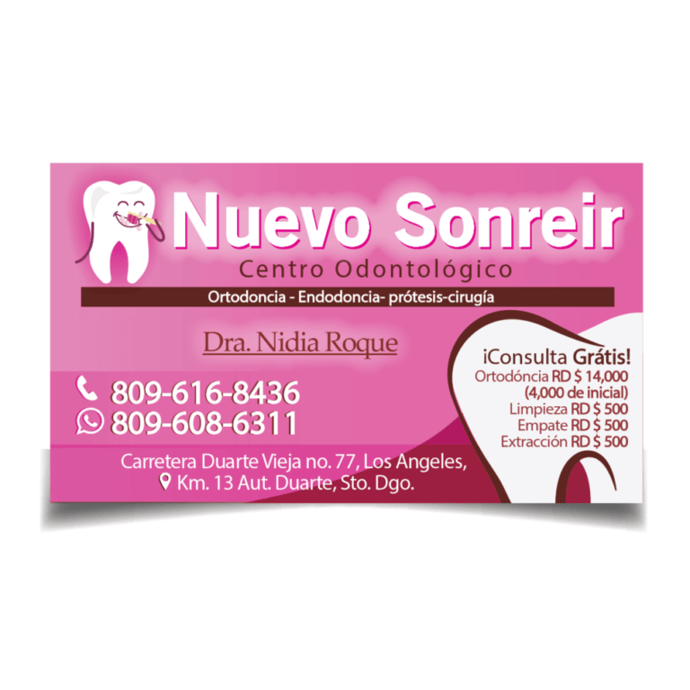 tarjeta de presentación para centro odotológico