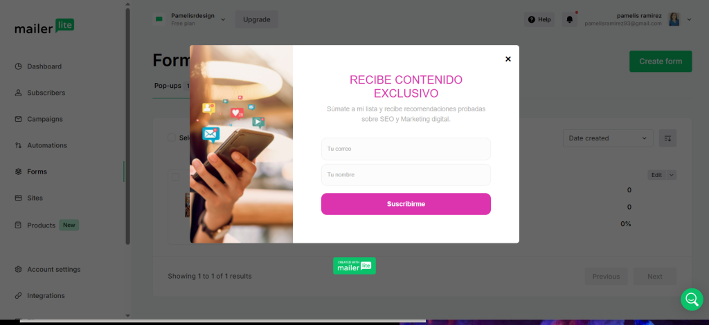 Constructor de formularios Mailerlite Por qué recomiendo MailerLite para tu email marketing (desde mi experiencia como diseñadora web)